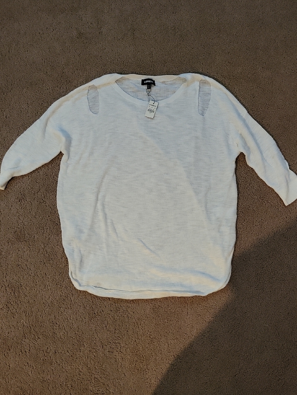 Express Ivory Open-Knit Rounded Sweater